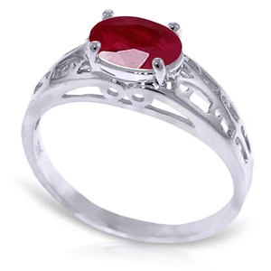 Brand New 1.15 Carat 14K Solid White Gold Filigree Ring Natural Ruby - Picture 1 of 7