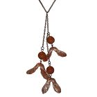 Handmade real electroformed maple seed Art Nouveau copper pendant necklace