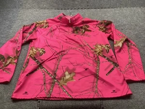 Mossy Oak 1/4 Zip Girls X-Large 16-18 Pink Pullover Camouflage Outdoor - Picture 1 of 7