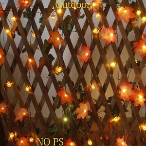 Solar Pumpkin Maple Leaf String Lights Outdoor, 50 LED 30Ft Fall Garland with L - Picture 1 of 8