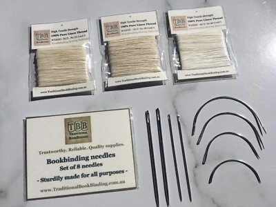 Bookbinding Sewing Set- 3 Packs 100% Natural Linen Threads and 8 Needles - Image 1 of 4