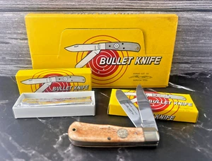 Parker Cut. Co. 1980's Bullet Knife Bone Handled Trapper -Japan  NOS - Picture 1 of 9