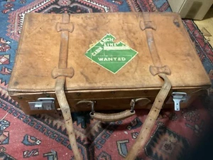 Vintage Suitcase With Travel Labels Leather - Picture 1 of 7