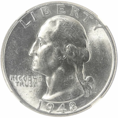 1948 Washington Quarter 25C NGC MS 64 Cover