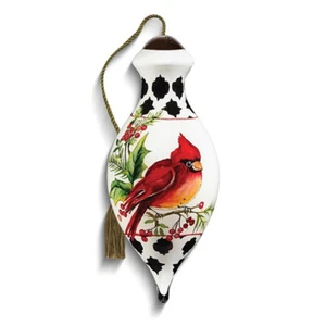 Neqwa Art Cardinal SEASON OF PEACE by Susan Winget Hand-painted Glass Ornament - Picture 1 of 2