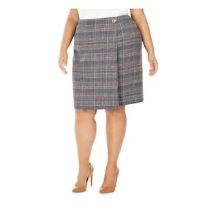 NWT Calvin Klein Womens Size 16 Tweed Plaid Stripe Pencil Skirt NEW - Picture 1 of 6