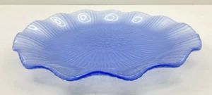 Mikasa Larry Laslo ~ Spring Line ~ 9” Blue Ruffled Glass Salad Plate ~ EUC - Picture 1 of 7