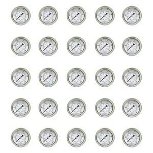 25 PACK LIQUID FILLED PRESSURE GAUGE 0-200 PSI, 1.5" FACE, 1/8" NPT BACK MOUNT - Picture 1 of 3