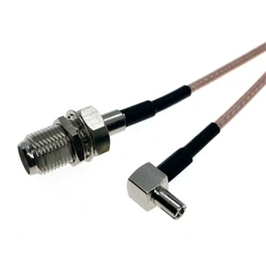 F TV Female nut to TS9 Male Right Angle crimp Connector RG316 Pigtail cable lot - Picture 1 of 7