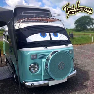 Window Screen Cover Black Out Blind VW T2 Bay Wrap Blue Campervan Eyes - Picture 1 of 5