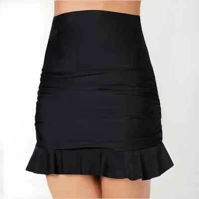 Island Escape women's Ruffled High Waist swim skirt color black size 12 new - Image 1 of 4