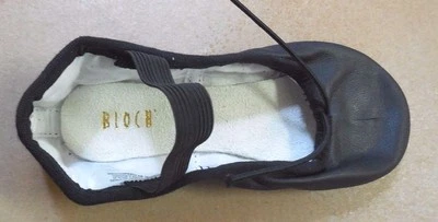  Bloch Black Leather Full Suede Sole Ballet Shoes 205G&L attached elastics  - Image 1 of 4
