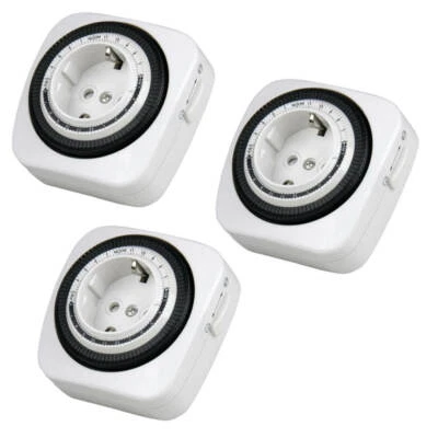 3x Analoge Tages Zeitschaltuhr Quadratisch 3600W Weiß Indoor 15min timer quatro - Bild 1 von 3