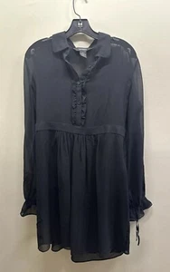 Vintage Y2K Express Schlupfkleid 100 % Seide Damen Größe 13-14 Hemdblusenkleid schwarz - Bild 1 von 11