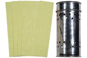 Edelstahl Schwefeldose Set mit 10 Schwefelstreifen gelb Imker Bienen Wachsmotte - Bild 1 von 10