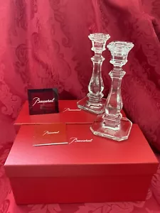 NIB’s FLAWLESS Unique BACCARAT TIFFANY & CO Crystal 2 CANDLESTICK CANDLE HOLDERS - Picture 1 of 12