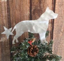 Staffordshire Bull Terrier with Star, Tree Topper, Holiday Decoration, Aluminum