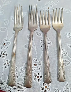 1940 International Silver CAMELIA Silver Plate Silverplate Forks (4) - Picture 1 of 4