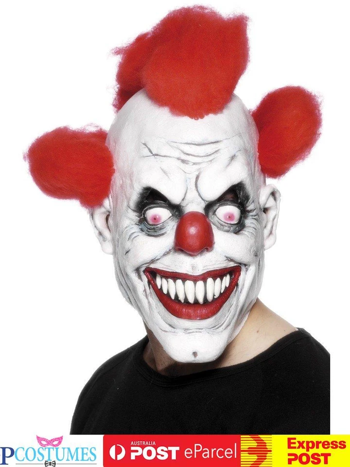 AC157 Scary Clown 3/4 Mask With Hair Evil Circus Halloween Costume Accessory - image 1 of 1