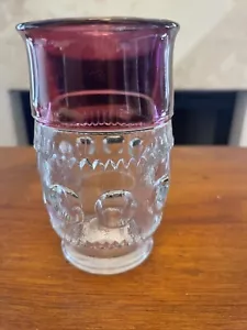 Vintage 5½" Glass Kings Crown Thumbprint Ruby Red Water Tumbler EUC Rare MCM - Picture 1 of 9