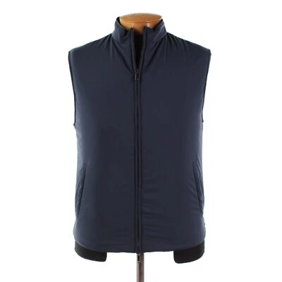 Chaleco Luciano Barbera Nuevo con Etiquetas 100% Poliéster Cremallera Completa Talla 50 (M EE. UU.) En Azul Sólido Foto 1 de 4