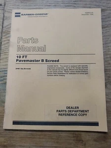 Barber-Greene 10FT Pavemaster B Screed Parts Manual 1R-1415-X20 - Picture 1 of 3