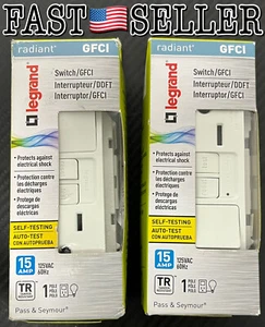 2-Pack Legrand Pass & Seymour 1595SWTTRWCC4 15A GFCI Switch Receptacle, White - Picture 1 of 6