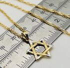 Solid 9ct Yellow&White Gold Star of David Pendant Necklace 18 inch New
