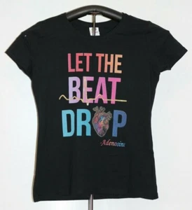 LET THE BEAT DROP - Heartbeat- Heart T-Shirt Ladies Small, Black - Foto 1 di 7