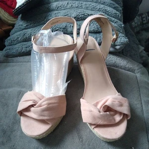 New Evans Size6EEE nude knott front Hessian Ankle Strap heels postage included. - Picture 1 of 10