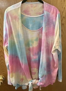 Belle By Kim Gravel Tie Dye Tank Cardigan Set 1X 16 18 - Picture 1 of 5