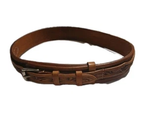 Cinturón Ranger De Colección Cuero Genuino Marrón Repujado Vaquero Occidental Ajustable 31"-34" - Imagen 1 de 10