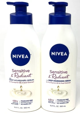 (2) Loción corporal suero nutritivo profundo Nivea sensible y radiante nuevo en paquete 16,9 fl oz Foto 1 de 3