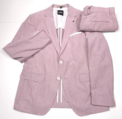 Hugo Boss Hutson 233 Slim Fit Pink Wool Blend Two Piece Suit Mens Size 44R X 38R - Image 1 of 4