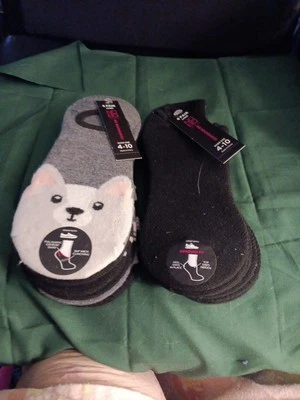 Pacote com 6 | Meias Stay-Put femininas sem limites tamanho 4-10 forro da moda NOBO • Cachorro - Imagem 1 de 3