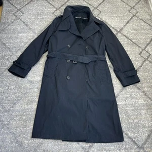 BLACK MILITARY TRENCH COAT DRESS UNIFORM JACKET ARMY ASU RAINCOAT LINER 44L - Picture 1 of 7
