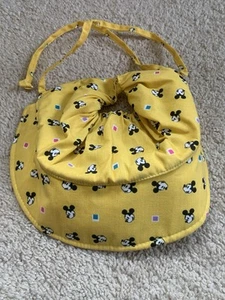 Vintage Yellow Mickey Mouse Disney Bonnet Hat Visor KIDS CHILD Size Tie Back - Foto 1 di 7