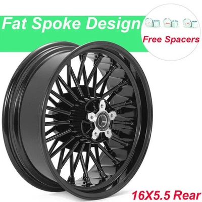 16x5.5 Fat Spoke Rear Wheel for Harley Dyna Street Bob Low Rider FXDB FXDF FXDL - Image 1 of 4