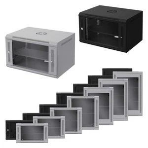 19" Netzwerkschrank mit Glastür erhältlich in 6U/7U/9U/12U/15U/16U - Bild 1 von 64
