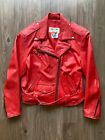 Vintage FIRENZE red leather jacket sz L womens Thriller Michael Jackson style