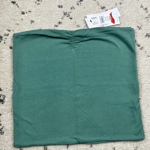 NWT TopShop Green Ruched Top Bandeau Tube Top size 8 Cropped - Picture 1 of 7