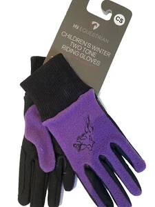 Childrens Hy5 Two Tone Riding Gloves Purple Size S - Picture 1 of 4