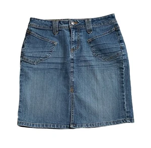 BONGO Womens Size 7 Cotton Blend Stretch Denim Blue Jean Pencil Straight Skirt - Picture 1 of 7