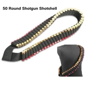 10 12 & 20 Gauge 50 Round Shell Shoulder Bandolier Bandoleer Mag Carrier Black - Picture 1 of 12