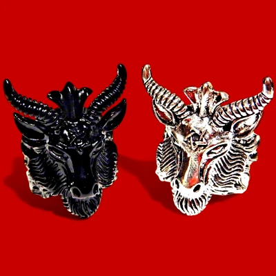 ANILLO CABRA BAPHOMET diablo Satanás Lucifer pentáculo oculto gótico unisex metal J5 Foto 1 de 3
