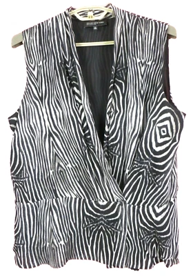 TB10413- JONES NEW YORK 女式 100% 真丝背心无袖 Surplice 斑马 16 — 第 1/4 张图片