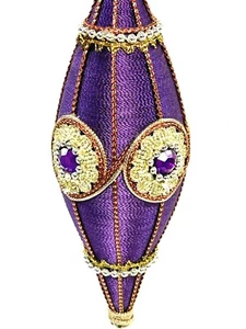 BONITO ADORNO NAVIDAD PLÁSTICO "JOYA" PÚRPURA Y DORADO 7 PULGADAS - Imagen 1 de 6