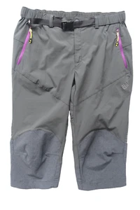 COLUMBIA~MINT!!~GRAY NYLON BLEND PINK ACCENTS ACTIVEWEAR CROPPED PANTS BELTED L - Picture 1 of 9