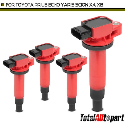 4x Bobina de encendido roja para Toyota Echo 2000-2005 Prius Yaris Prius C Scion xA xB Foto 1 de 4