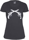 T-shirt z motywem z krótkim rękawem Coastluder »2 GUNS« Girlie REVOLVER - Czarny Rockabilly
